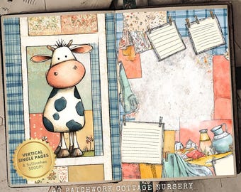 Patchwork Nursery Junk Journal Kit: Cottagecore-plakboekpapier (digitale download)