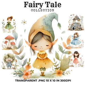 15 Fairy Garden Clipart Bundle, Cute Fairy Clipart, Digital Download, Commercial Use, Enchanted Garden, Paper Craft, Trending Clipart, PNG