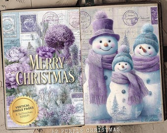 Purple Christmas Junk Journal: Vintage Printable Ephemera (Digital Download)