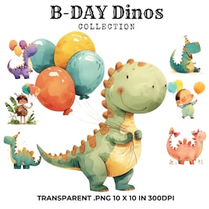 30 Watercolor Dinosaurs Clipart Bundle, Watercolor Clipart, Digital Download, Dinosaur Birthday, Paper Craft, Trending Clipart, PNG