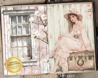 Spring Cottage Garden Junk Journal Kit: Floral Ephemera, For Cards, Crafting (Digital Download)