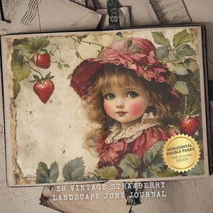 38 Vintage Strawberry Junk Journal - Pages éphémères rétro - Pages imprimables - Kit de scrapbooking - Clipart fraise rétro - numérique