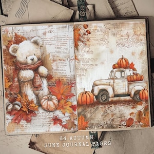 64 herfstdagboekkit | Afdrukbare herfstpagina's | Tijdelijke verschijnselen | Digitale download | Plakboekpapier | Thanksgiving Knutselen | Gezellige herfst
