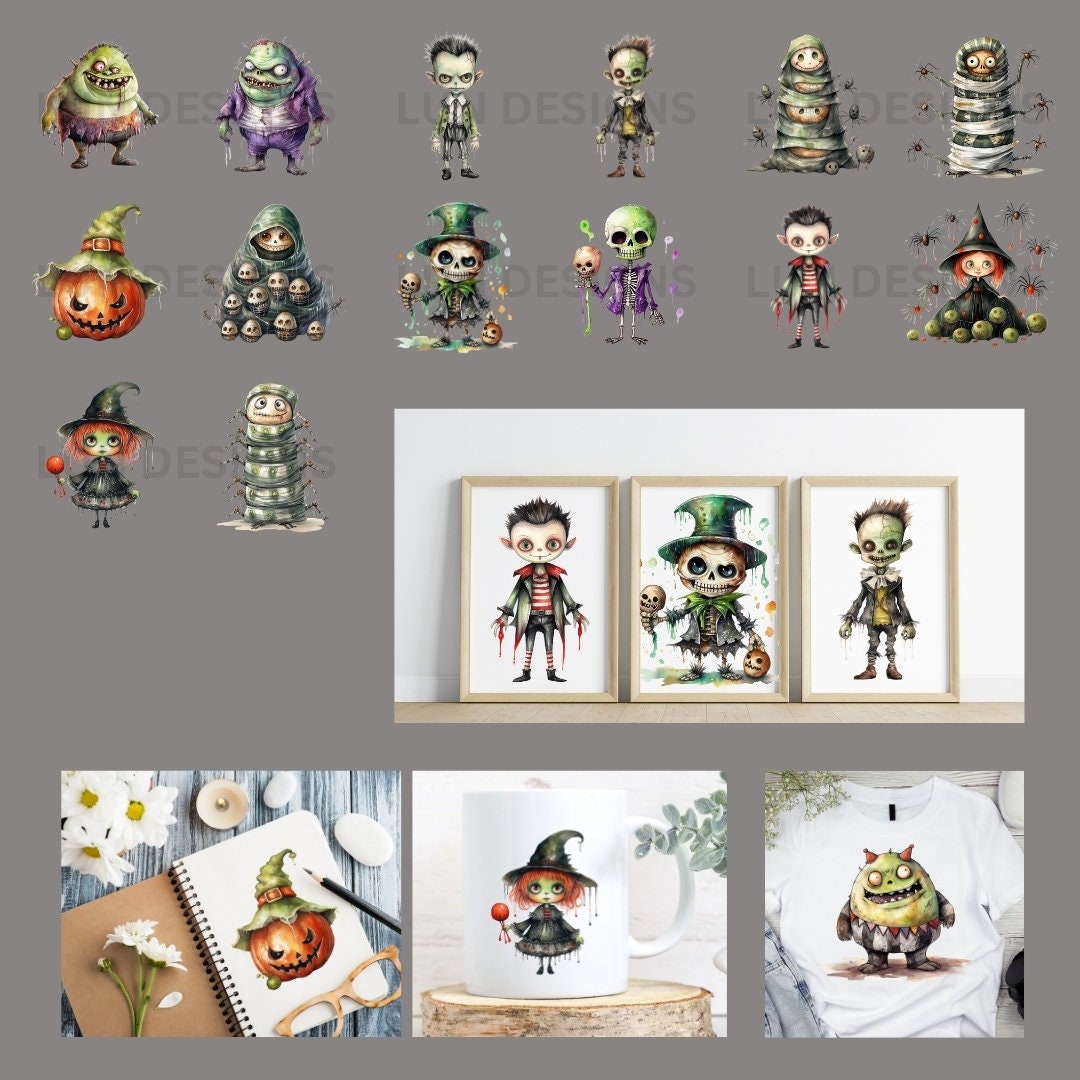 50 Monsters Halloween Cliparts,cute Halloween, Digital Download ...