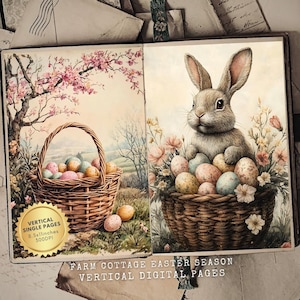 Mixed Media Ostern Junk Journal Seiten - Ostern Junk Journal Seiten Kit - Vintage Blumen Collage Set - Digitaler Download - Perfekt für den Frühling
