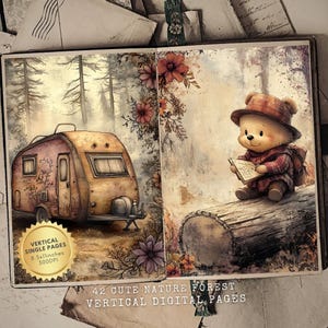 Cute Nature Forest Adventure Junk Journal - Printable Pages - Camping Scrapbook Kit - Camping Junk Journal Kit - Nature Adventure
