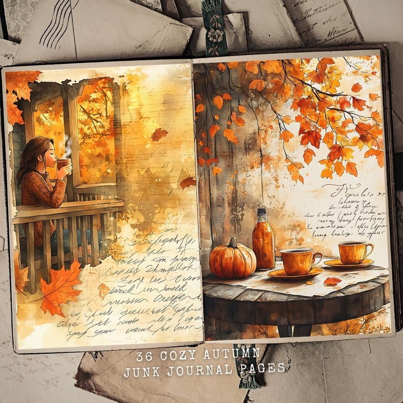 Cozy Autumn Junk Journal Kit: Thanksgiving Digital Art (36 Pages ...