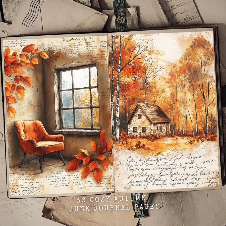 Cozy Autumn Junk Journal Kit: Thanksgiving Digital Art (36 Pages ...