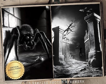 Printable Vampire Photos: Gothic Halloween Junk Journal Ephemera (Digital Download)