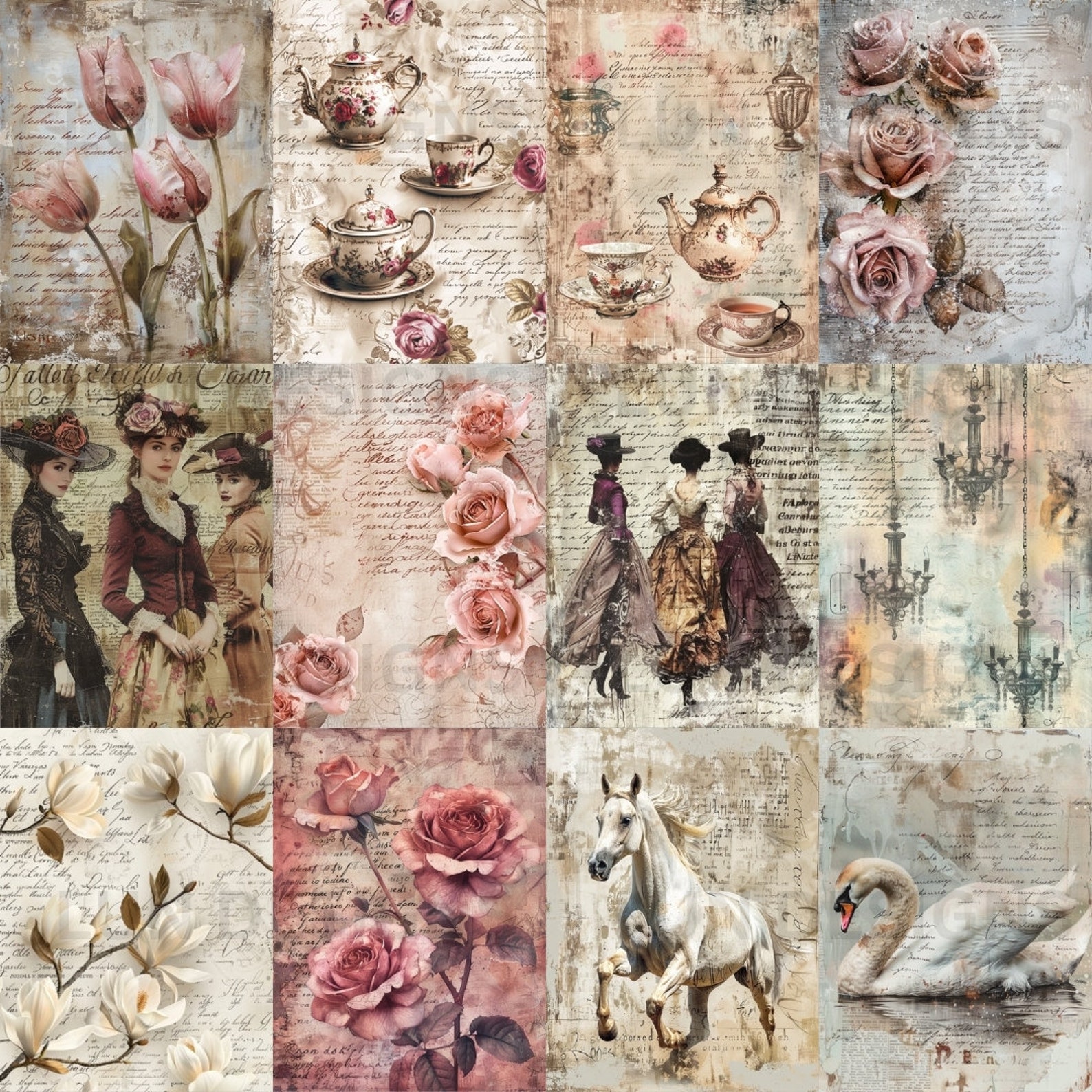 Victorian Junk Journal Ephemera: Printable PNG Pages (digital Download ...