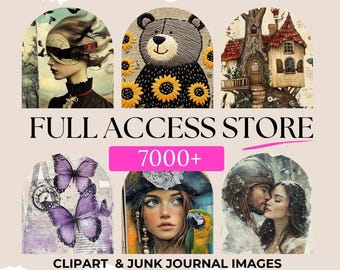 Junk Journal Kit - Full Access ENTIRE SHOP Bundle - Printable Ephemera - Scrapbooking Supplies - Digital Download