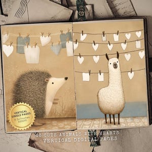 Animals Junk Journal Kit, Printable Ephemera, Digital Download, Fun Craft Supplies, Cute Animals Ephemera, Pages with Animals