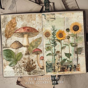 Journal de 36 fleurs sauvages, pages décoratives de journal botanique, fleurs, téléchargement numérique imprimable printemps/été, album de scrapbooking