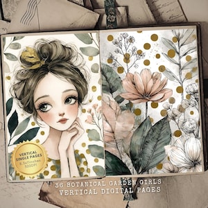 Kit de journal indésirable du jardin du cottage, éphémères floraux imprimables, pages de scrapbooking vintage, téléchargement numérique, pages de jardin pour filles