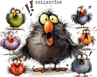 Quirky Bird Clipart: Funny Caricature PNG (Digital Download)