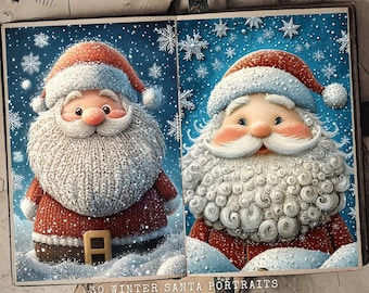 Santa Portraits Junk Journal Kit: Winter Christmas Ephemera (Digital Download)