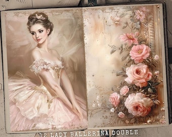 Pink Ballerina Junk Journal: Floral Collage, Ballet Theme (Digital Download)