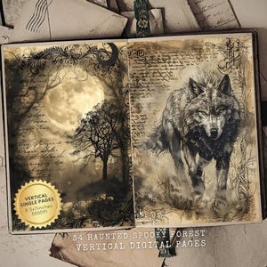 Gothic Forest,Junk Journal,Printable Kit,Dark Academia,Haunted Forest,Lupine Wolves,Dark Woods,Gothic Romance,Victorian Lady,Journal Supplies,Digital Paper,Witch Journal,Ink and Page