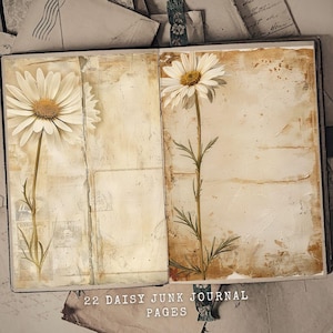 22 Daisy Journal Kit Digital Junk Journal Pages 8.5 x 11.05 Printable Journal Ephemera Paper Craft Rustic Junk Journal