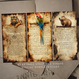 Animals Scripture Scraps: Vintage Flowers Ephemera Junk Journals (Digital Download)
