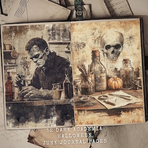 Dark Academia Halloween Junk Journal Pages: Gothic Apothecary (Digital Download)