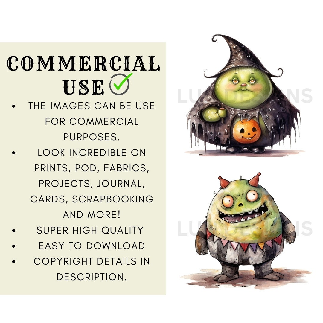 50 Monsters Halloween Cliparts,cute Halloween, Digital Download ...