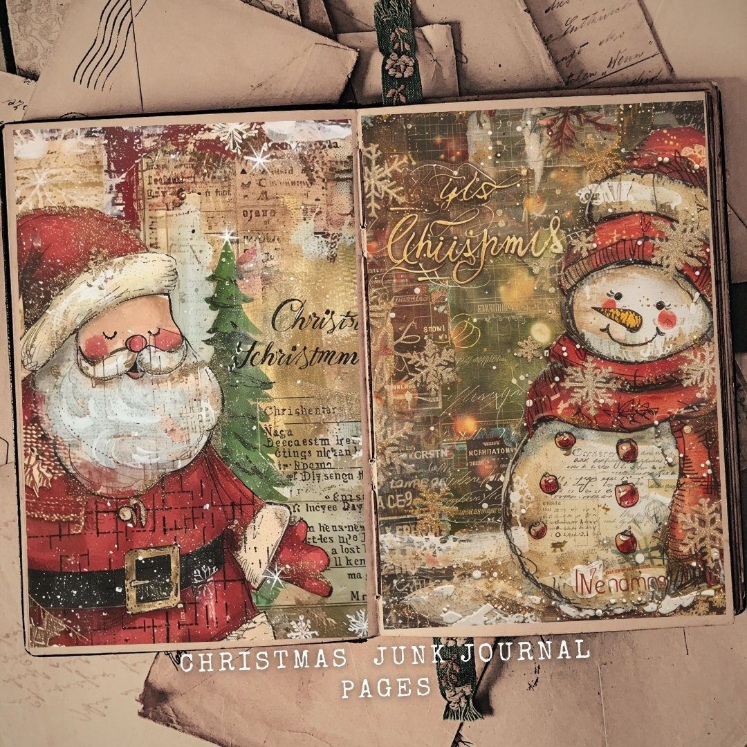 Vintage Christmas Junk Journal Pages: Printable Ephemera (digital ...