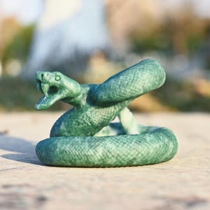 3.3" Natural Dushan Jade Snake Carved,Crystal Statue,Reiki Healing,Quartz Decor,Home Ornament,Snake Figurine,Animal Sculpture