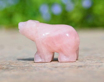 2.4" Natural Rose Quartz Bear Carved,Crystal Statue,Reiki Healing,Quartz Gift,Crystal Decor,Home Ornament,Bear Figurine,Animal Sculpture