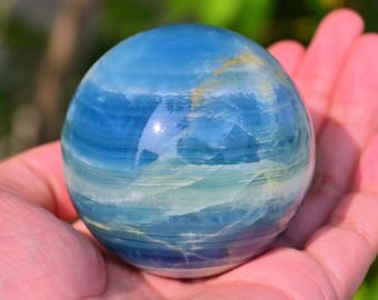 50MM+ Natural Blue Onix Sphere,Reiki Healing,Quartz Crystal Ball,Crystal Ball,Divination Crystal Ball,Blue Crystal Ball Gift,Sphere Decor