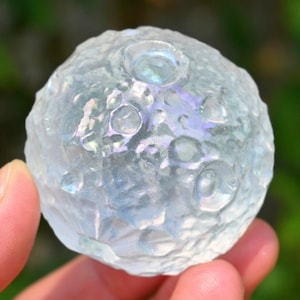 40MM Electroplate Smelting Quartz Moon,Reiki Healing,Quartz Crystal Ball,Crystal Ball,Quartz Ball,Divination Crystal Ball Gift,Moon Statue