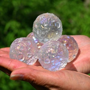 40MM Electroplate Smelting Quartz Moon,Reiki Healing,Quartz Crystal,Crystal Ball,Quartz Ball,Home decor,Moon Ornament,Moon Carved