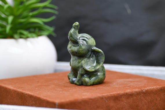2.4 Natural Jade Elephant Crystal Carving. main image 0