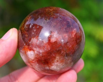 45MM+ Natural Fire Quartz Sphere,Reiki Healing,Quartz Crystal Ball,Crystal Ball,Gem Ball,Divination Crystal Ball,Natural Gem Sphere Gift