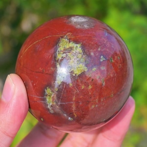 2.4Inches Natural Dragon Blood Stone Sphere,Reiki Healing,Quartz Ball,Crystal Ball,Divination Crystal Ball,Natural Blood Stone Sphere Gift