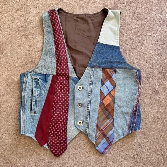 Handmade Upcycled Patchwork Denim Vest Unisex OOA… - image 10