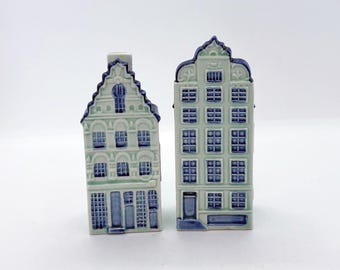 Salière et poivrière vintage Delft Blue Canal House - Poterie hollandaise peinte à la main