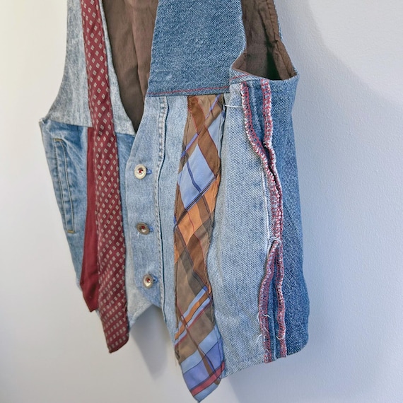 Handmade Upcycled Patchwork Denim Vest Unisex OOA… - image 2