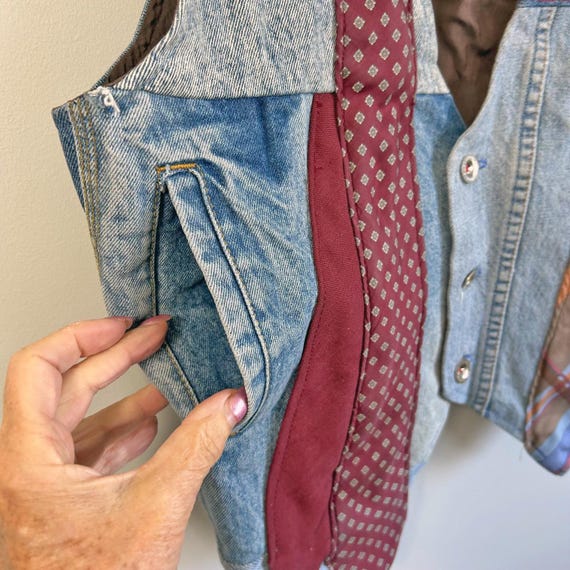 Handmade Upcycled Patchwork Denim Vest Unisex OOA… - image 6