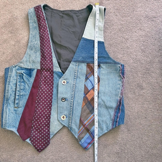 Handmade Upcycled Patchwork Denim Vest Unisex OOA… - image 9