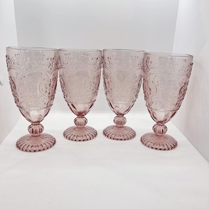 The Pioneer Woman Amelia Glasses Set of 4 Rose coloured Goblets