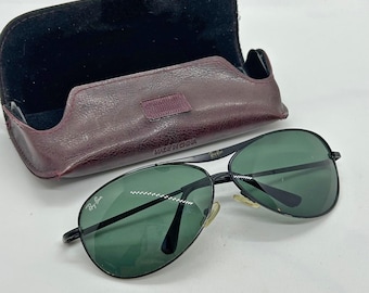 Vintage 1970's RARE Ray Ban Green Lens Aviator Sunglasses
