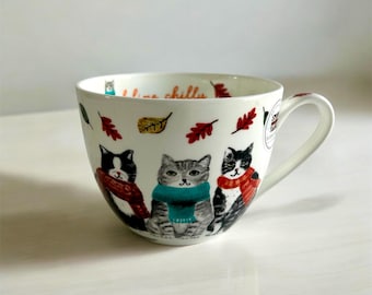 New cat lovers coffee / tea mug, bone chine, made in UK