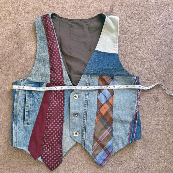Handmade Upcycled Patchwork Denim Vest Unisex OOA… - image 8