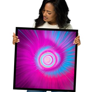 Hypnotic Abstract Art Print, Psychedelic Vortex Wall Art, Vibrant Pink Blue Poster, Modern Futuristic Canvas, Trippy Dorm Room Decor