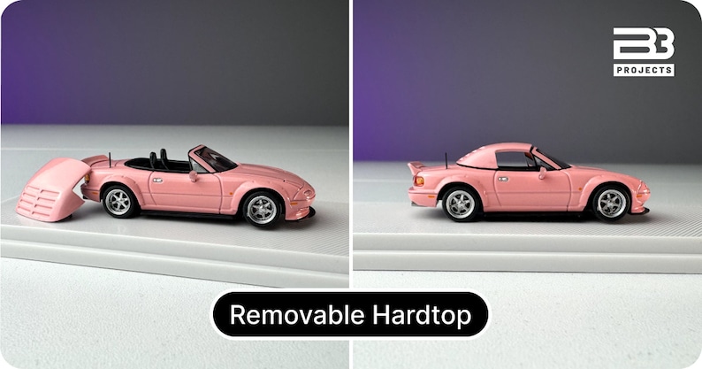 1/64 Mazda MX-5 Pop Up Headlight Removable Hardtop Showcase Display Diecast Toy zdjęcie 3