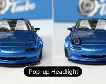 1/64 phare escamotable bleu Mazda MX-5, jouet moulé sous pression pour vitrine à toit rigide amovible bleu