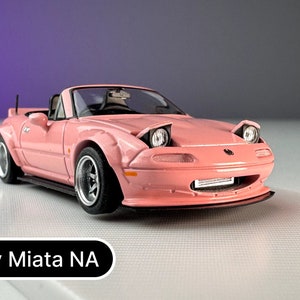 1/64 Mazda MX-5 Pop Up Headlight Removable Hardtop Showcase Display Diecast Toy zdjęcie 7