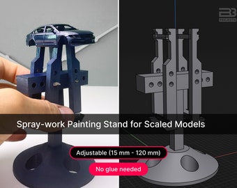 Spray-work Painting Stand for Scaled Models, Adjustable (15 mm - 120 mm), fit HotWheel and Bigger Scaled Models Body Shells