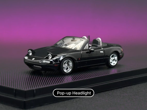 BLACK 1/64 Mazda MX-5 Pop up Headlight Diecast Toy With Showcase